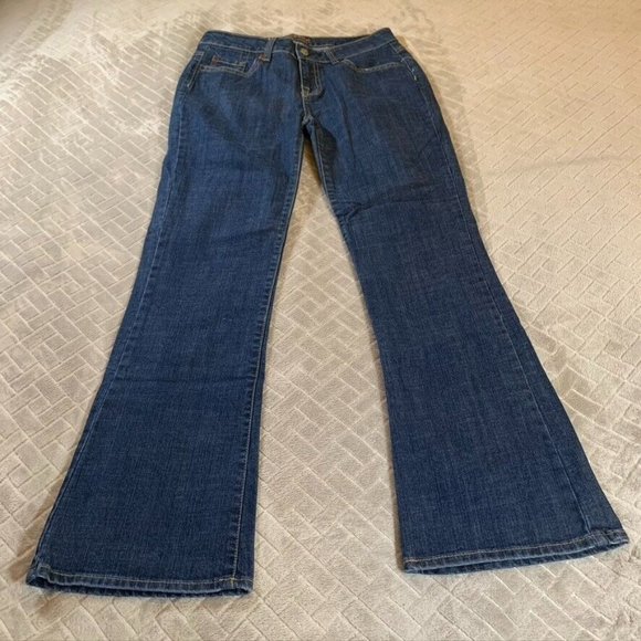 Bitten Womens 4p Denim Jeans Blue Flare Mid Rise Medium Wash Stretch - Picture 1 of 12